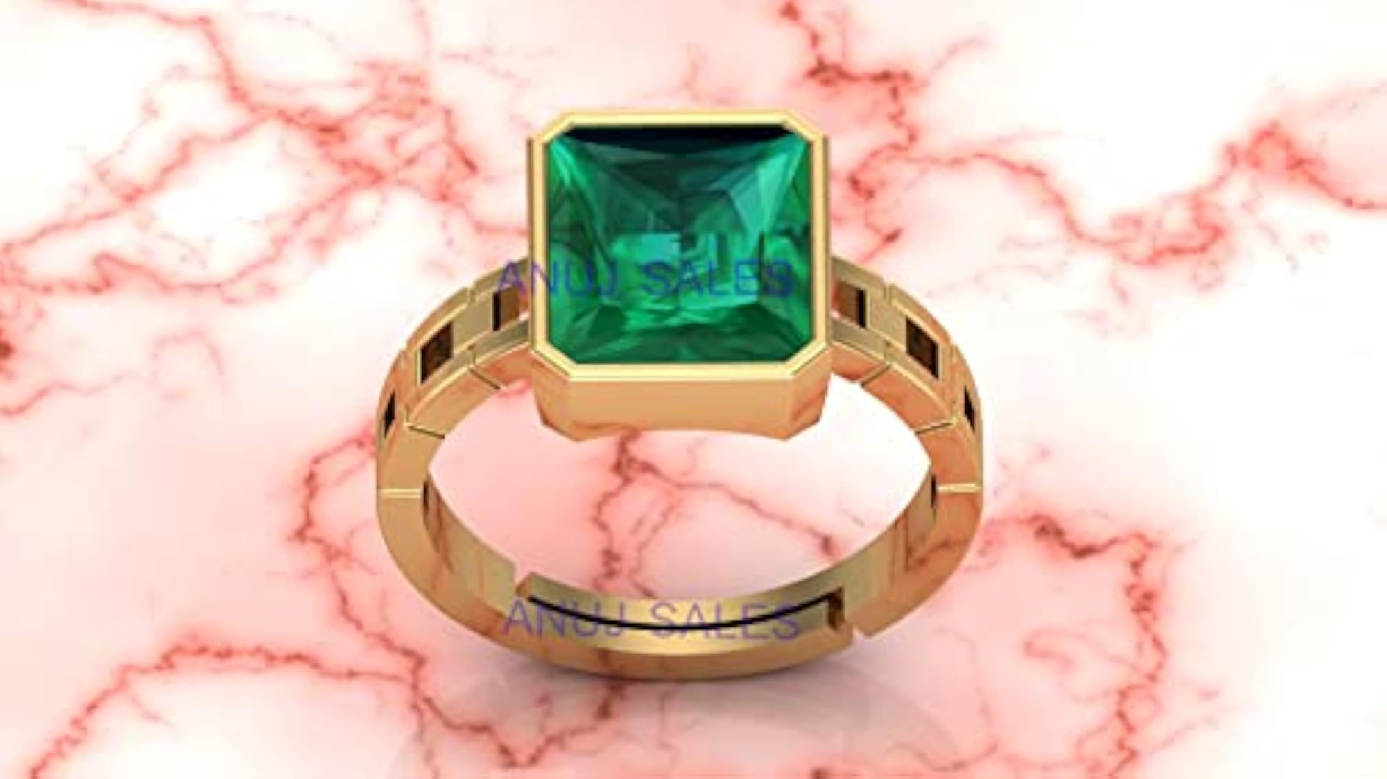 6.25 Ratti Certified Emerald Adjustable Ring, Gold Plated
